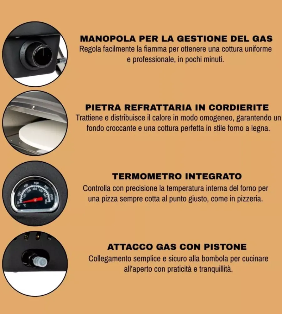 Forni Pizza-Arnold Forno pizza a gas "vulcano" nero 1 pizza