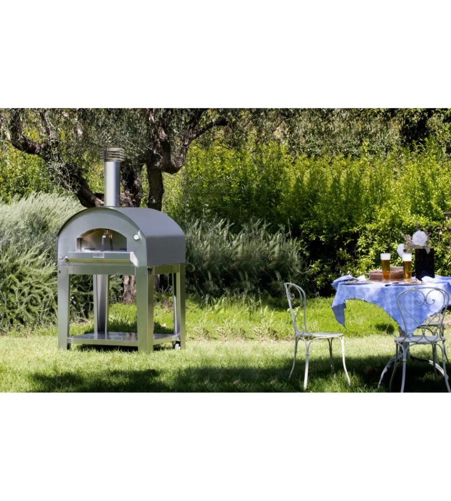 Online Forno pizza a gas con carrello fontana "mangiafuoco" colore antracite 4 pizze Forni Pizza