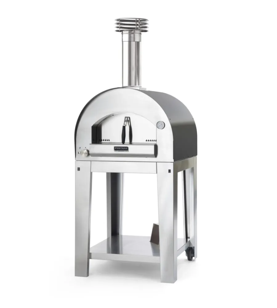 Forni Pizza-Fontana Forni Forno pizza a gas con carrello fontana "margherita" colore antracite 2 pizze