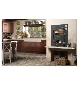 Outlet Forno pizza a legna ad incasso fontana "inc qv 80x54" colore antracite 2/3 pizze Forni Pizza