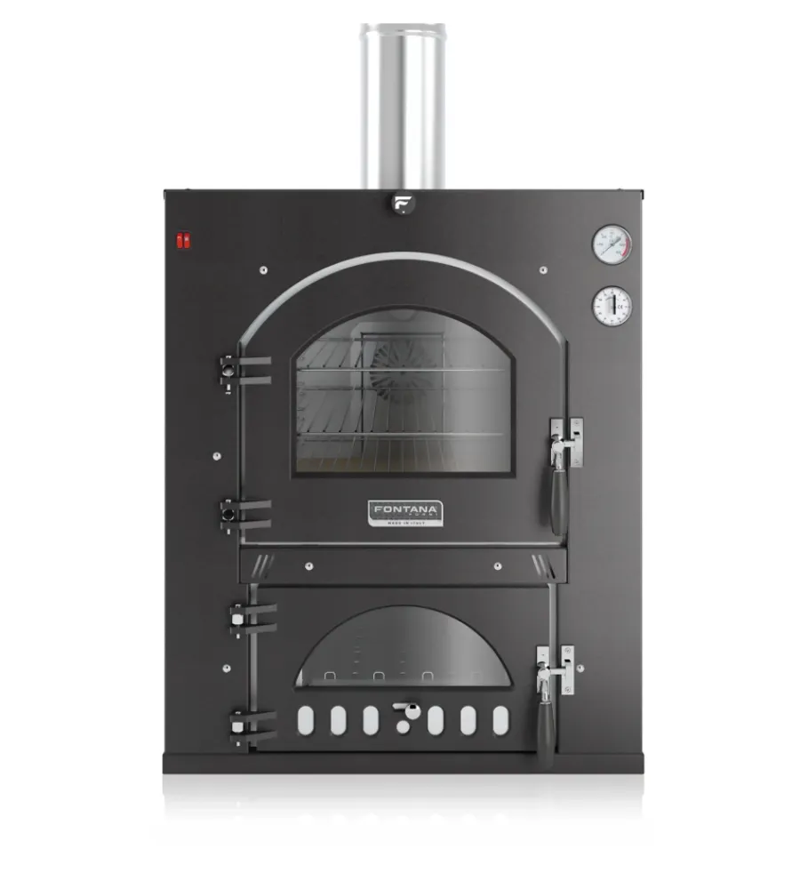 Forni Pizza-Fontana Forni Forno pizza a legna ad incasso fontana "inc qv 80x45" colore antracite 2 pizze