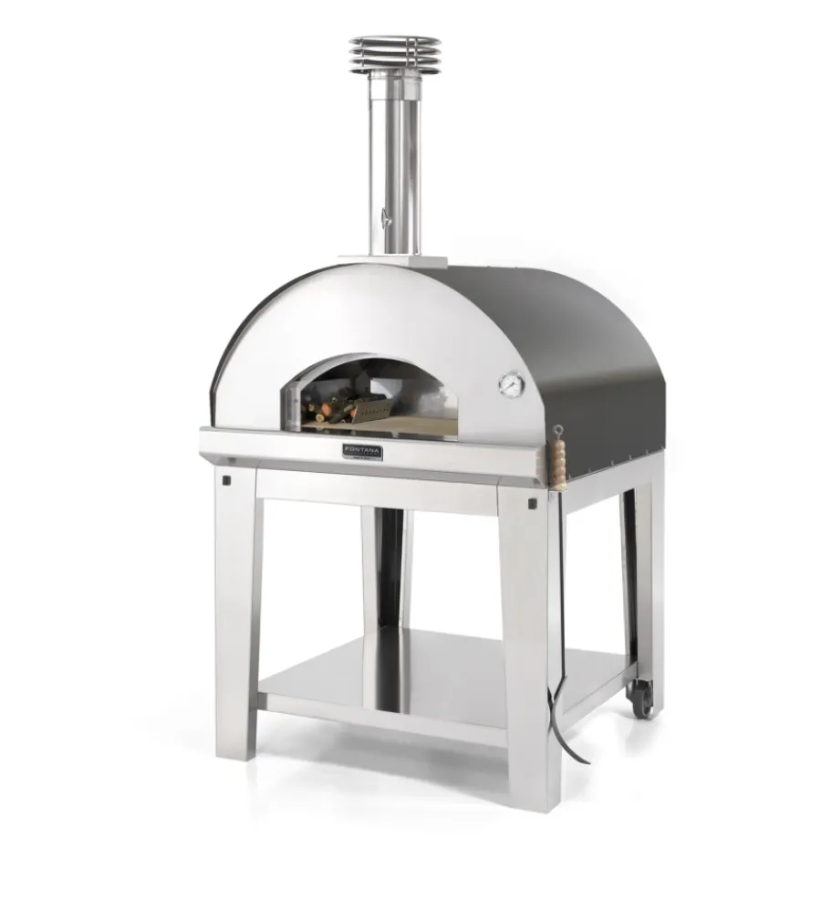 Hot Forno pizza a legna con carrello fontana "marinara" colore antracite 5 pizze Forni Pizza