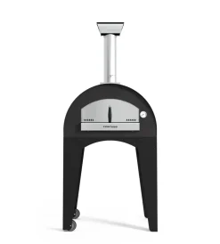 Fontana Forni Forni Pizza|Forno pizza a legna con carrello fontana "ischia" colore antracite 2 pizze