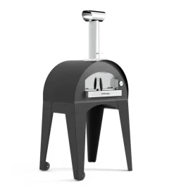 Fontana Forni Forni Pizza|Forno pizza a legna con carrello fontana "ischia" colore antracite 2 pizze