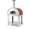 Fontana Forni Forni Pizza|Forno pizza a legna con carrello fontana "mangiafuoco" colore rosso 4 pizze