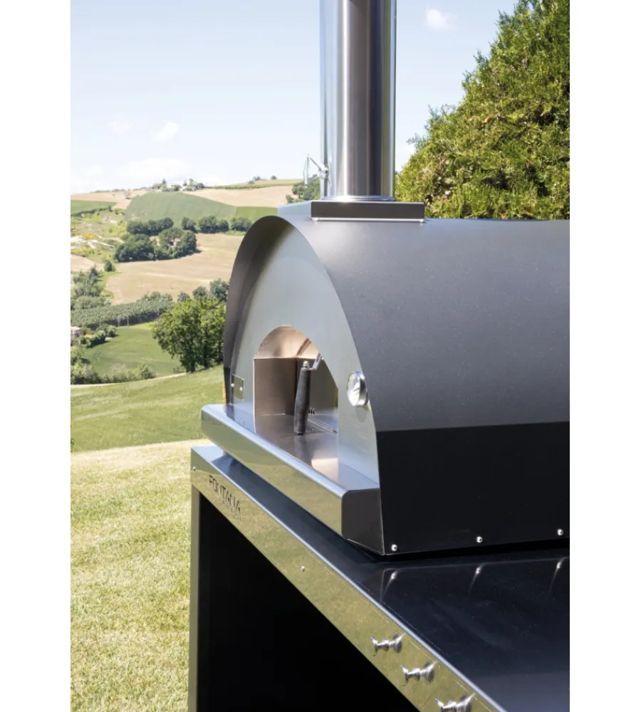 Fontana Forni Forni Pizza|Forno pizza a legna fontana "mangiafuoco" colore antracite 4 pizze