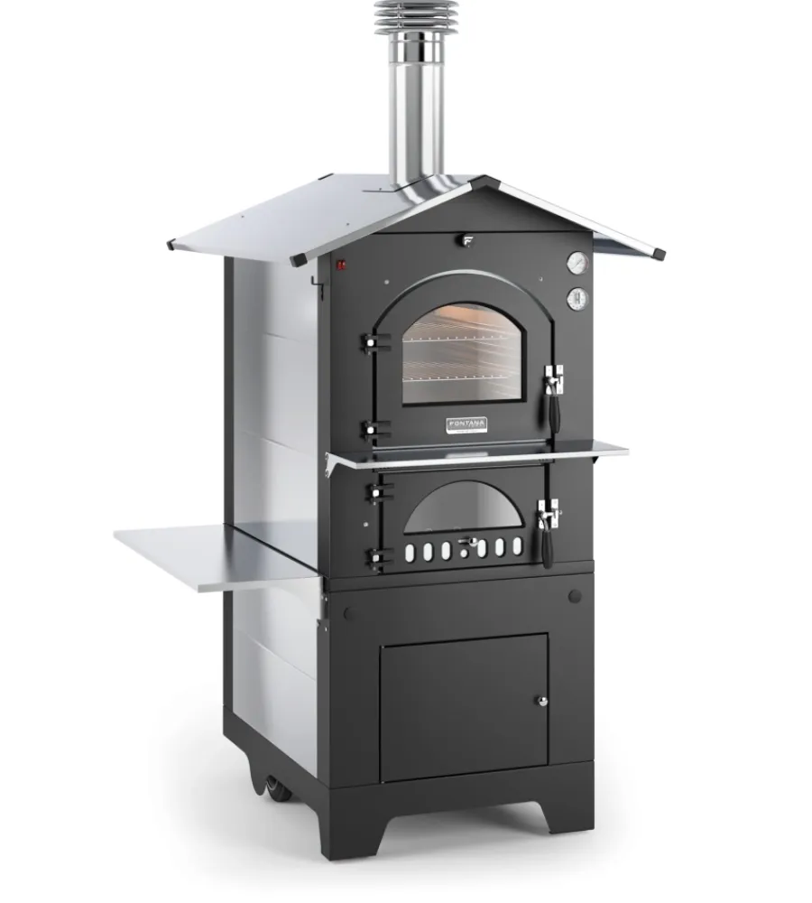 Forni Pizza-Fontana Forni Forno pizza a legna fontana "gusto 80x54" colore antracite 2/3 pizze