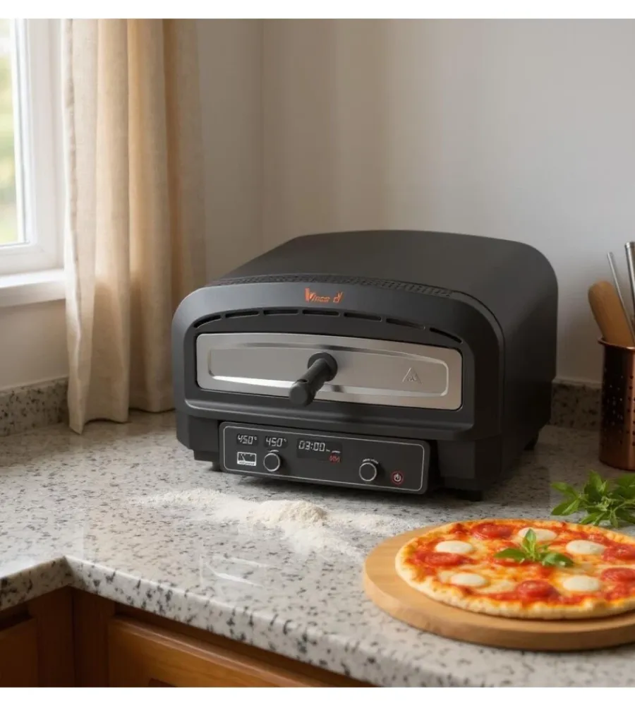 Forni Pizza|Forno pizza elettrico vinco nero 2200 w 1 pizza - cod. 50355