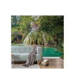 Decorazione Pareti|Fotomurale adesivo "forest lake" in pvc, 312x280 cm