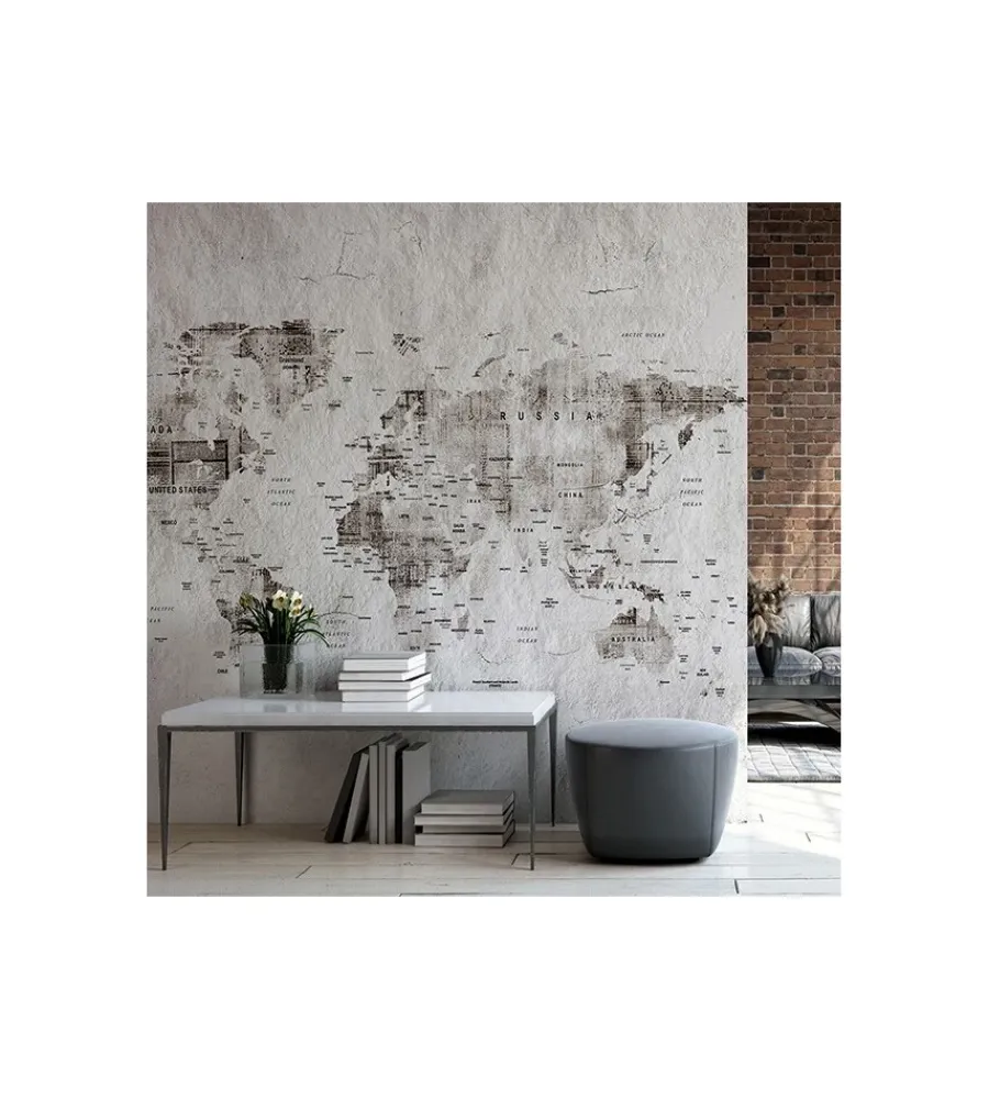 Decorazione Pareti- Fotomurale adesivo "grounge map" in pvc, 416x280 cm