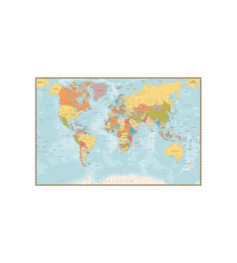 Decorazione Pareti- Fotomurale adesivo "mappa politica" in pvc, 416x280 cm