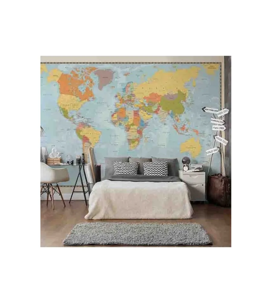 Decorazione Pareti- Fotomurale adesivo "mappa politica" in pvc, 416x280 cm
