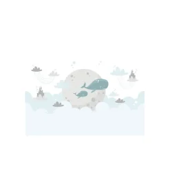 Decorazione Pareti|Fotomurale adesivo "whales in the sky" in pvc, 312x280 cm