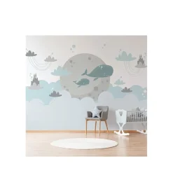 Decorazione Pareti|Fotomurale adesivo "whales in the sky" in pvc, 312x280 cm