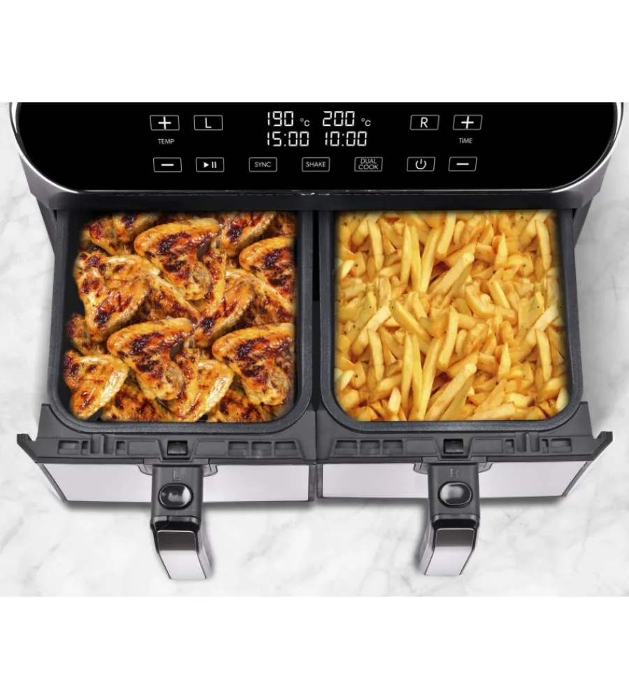 Piccoli Elettrodomestici- Friggitrice forno ad aria calda "friggisano duo" nera, 8 lt