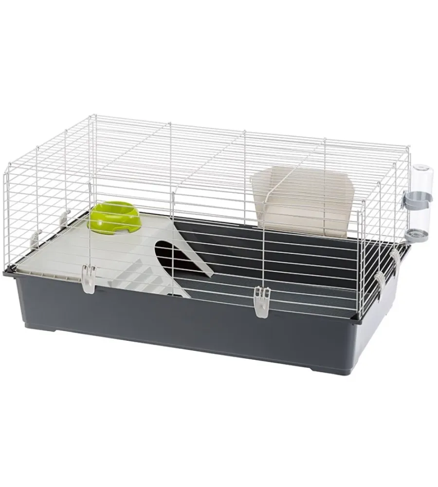 Sale Gabbia per conigli "rabbit 100" grigio, 95x57xh46 cm - Gabbie Per Roditori