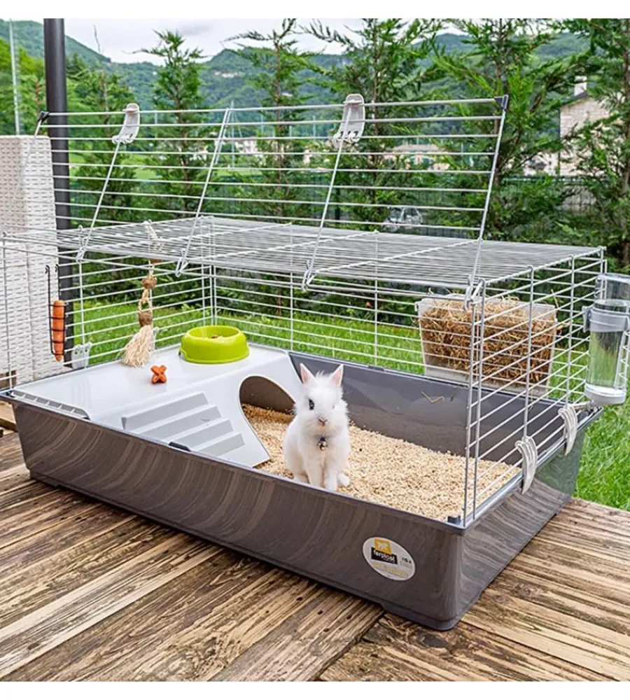Sale Gabbia per conigli "rabbit 100" grigio, 95x57xh46 cm - Gabbie Per Roditori