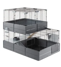 Ferplast Gabbie Per Roditori|Gabbia per porcellini d'india - gabbia multipla double nera 107,5 x 72 x h 50 cm -