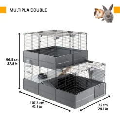 Ferplast Gabbie Per Roditori|Gabbia per porcellini d'india - gabbia multipla double nera 107,5 x 72 x h 50 cm -