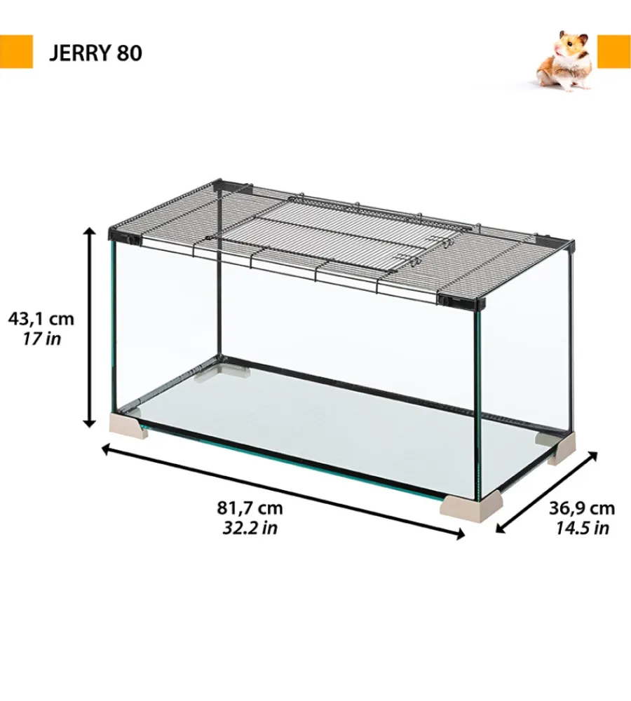 Gabbie Per Roditori-Ferplast Gabbia per topi e ratti in vetro " jerry 80", 81,7x36,9x43,1 cm -