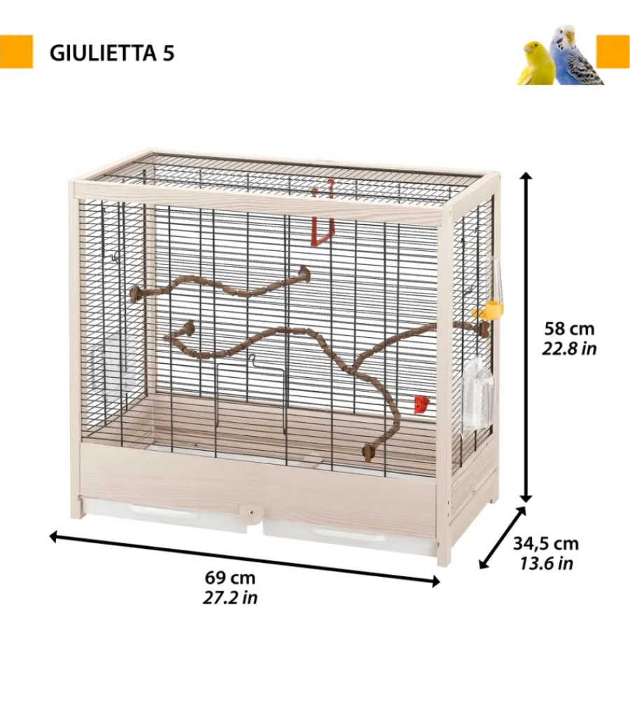 Gabbie Per Uccelli-Ferplast Gabbia per uccelli "giulietta 6" in legno, 81x41x64 cm -