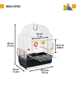 Gabbie Per Uccelli-Ferplast Gabbia per uccelli "ibiza open" bianca,  49,5x30x69 cm -