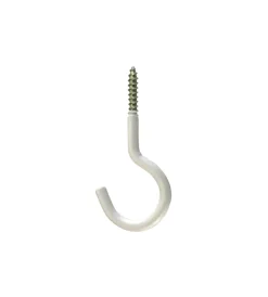 Sistemi Di Fissaggio|Ganci aperti in ferro plastificato bianco con filetto per legno 4,8x50 mm. 2 pz.