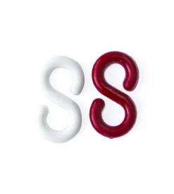 Sistemi Di Fissaggio|Gancio a s ø 8 mm. in plastica bianca e rossa - 4 pz.