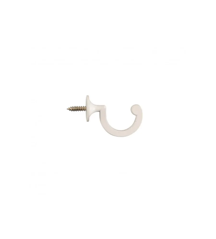 Tessile D'Arredo- Gancio fermatenda metallo bianco, 2 pezzi