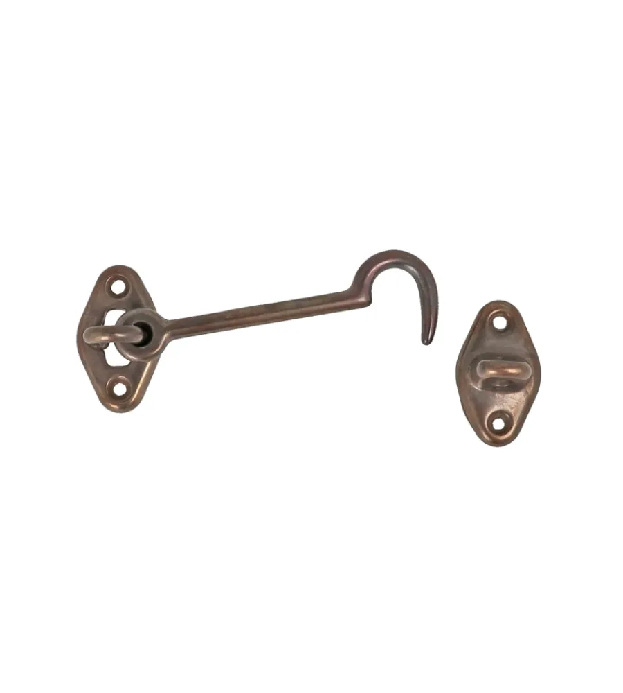 Ferramenta Per Mobili E Infissi- Gancio per finestra 60 mm. - bronzato - 2 pz.