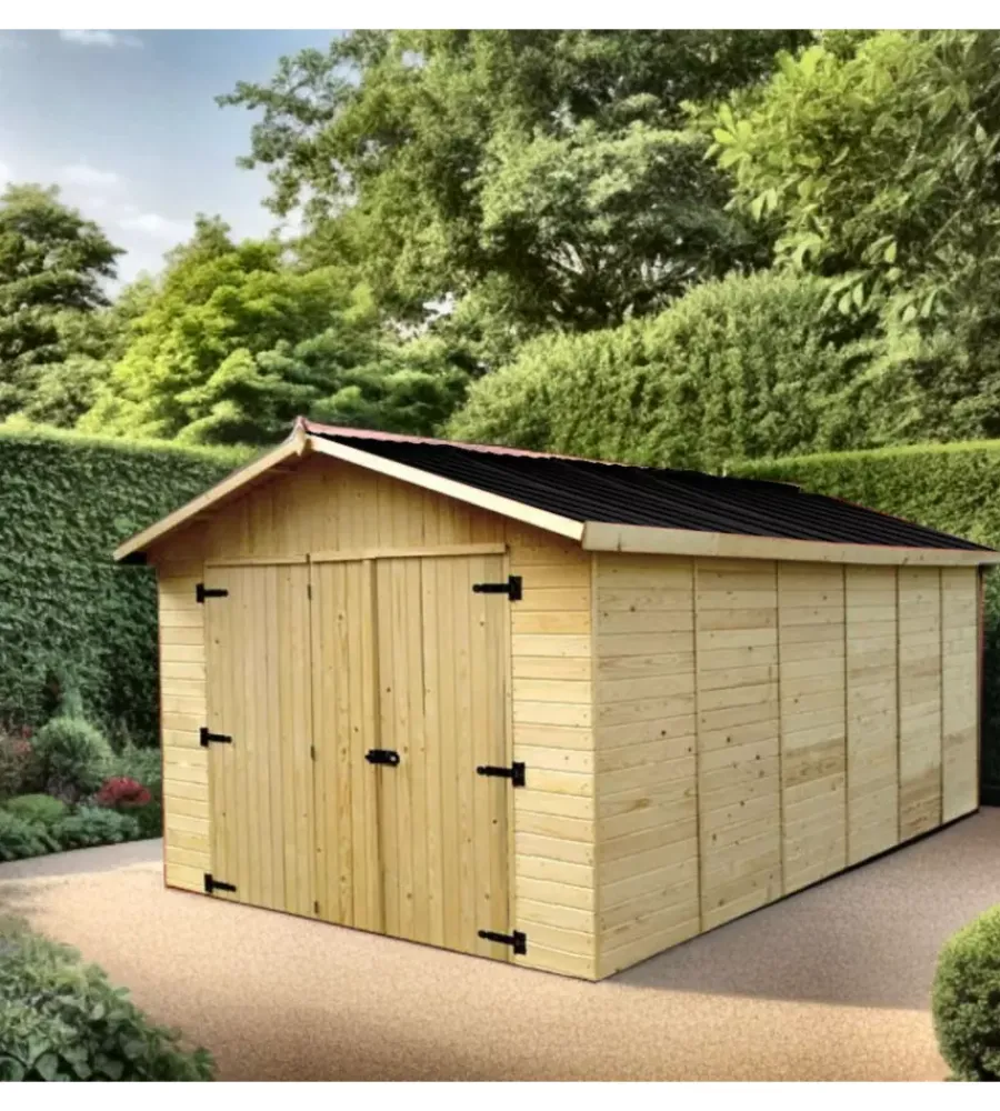 Clearance Garage in legno "ed 2848 n" in abete 300x520x226 cm Casette Da Giardino