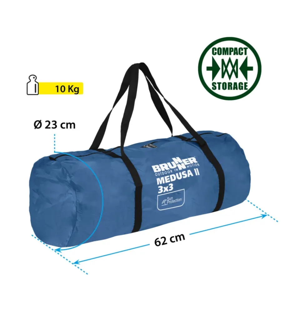 Brunner Campeggio|Gazebo da campeggio "medusa ii" in acciaio e fiberglass blu 3x3 m