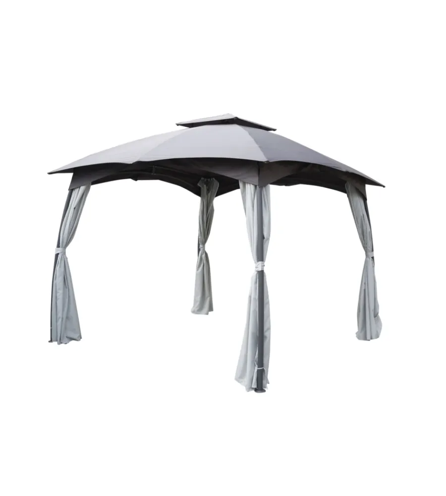 Coperture Per Esterno E Accessori-EuroGarden Gazebo da esterno con doppio tetto "berlino" in acciaio grigio 3x3 m