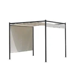 Coperture Per Esterno E Accessori|Gazebo da esterno "ravi" in acciaio e poliestere colore beige, 300x300x230 cm