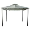 Coperture Per Esterno E Accessori-EuroGarden Gazebo da giardino con doppio tetto "deluxe" in acciaio ecrù 3x3 m