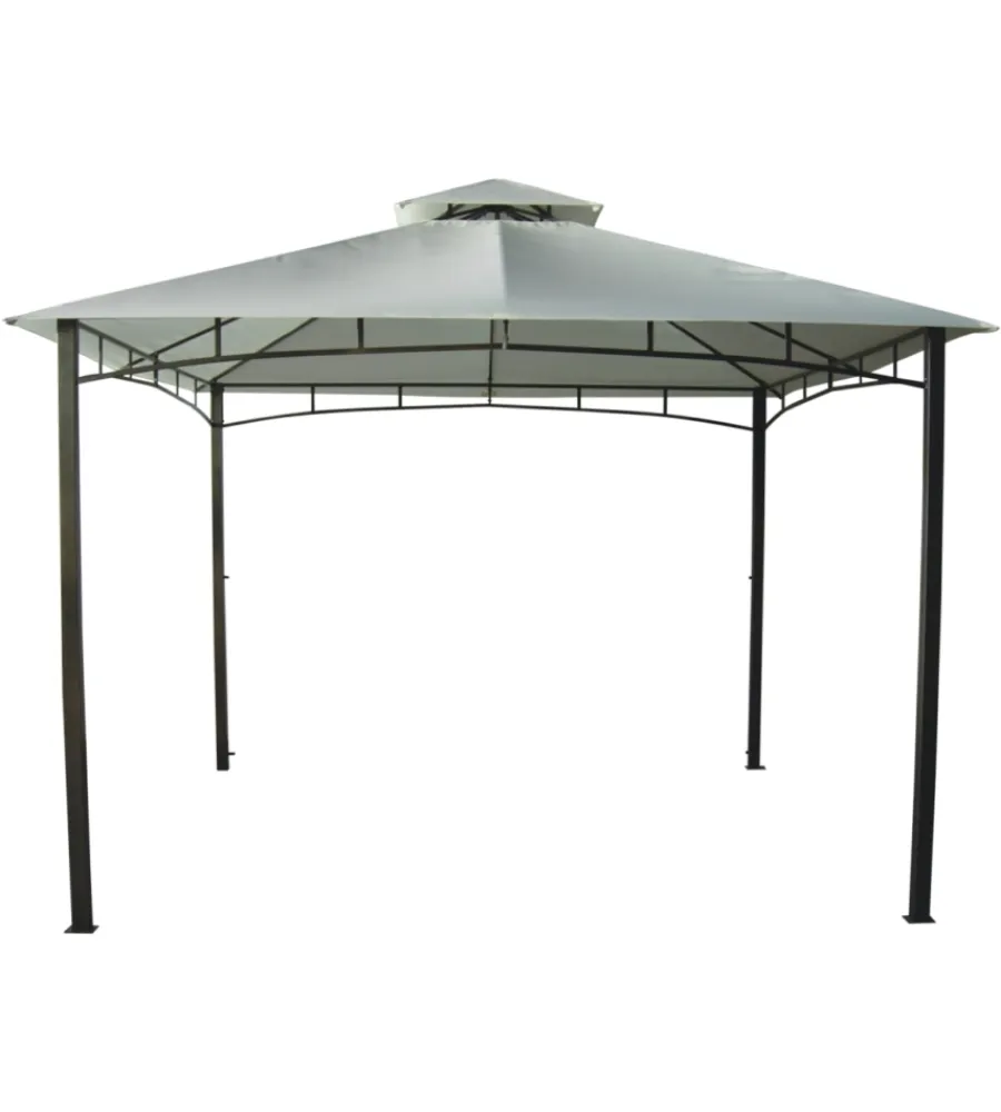 Coperture Per Esterno E Accessori-EuroGarden Gazebo da giardino con doppio tetto "deluxe" in acciaio ecrù 3x3 m