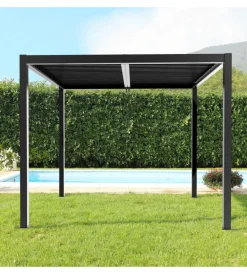 Clearance Gazebo pergola bioclimatica da esterno elica garden grigio scuro in alluminio - 3x3x2,5 m Coperture Per Esterno E Accessori