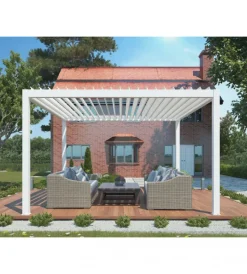 Coperture Per Esterno E Accessori|Gazebo pergola bioclimatica da esterno elica garden bianca in alluminio, con led e copertura motorizzata - 3x4x2,5 m