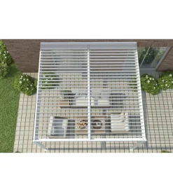 Coperture Per Esterno E Accessori- Gazebo pergola bioclimatica da esterno addossata elica garden bianco in alluminio - 4x4 m