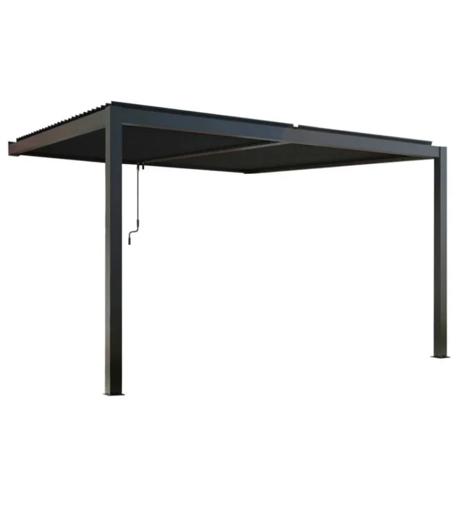 Coperture Per Esterno E Accessori|Gazebo pergola bioclimatica da esterno addossata elica garden antracite in alluminio - 3x4 m