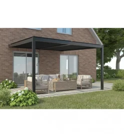 Coperture Per Esterno E Accessori|Gazebo pergola bioclimatica da esterno addossata elica garden antracite in alluminio - 3x4 m