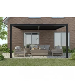 Coperture Per Esterno E Accessori|Gazebo pergola bioclimatica da esterno addossata elica garden antracite in alluminio - 3x4 m