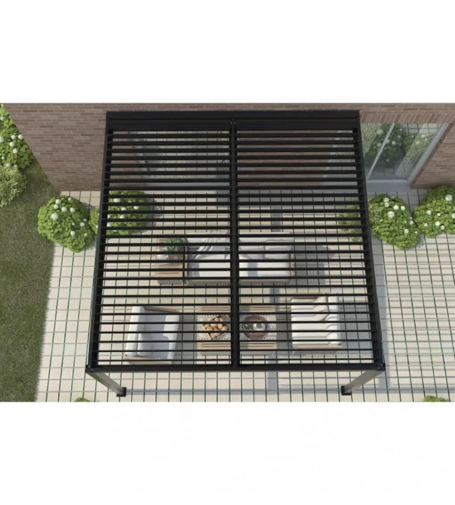 Coperture Per Esterno E Accessori|Gazebo pergola bioclimatica da esterno addossata elica garden antracite in alluminio - 3x4 m