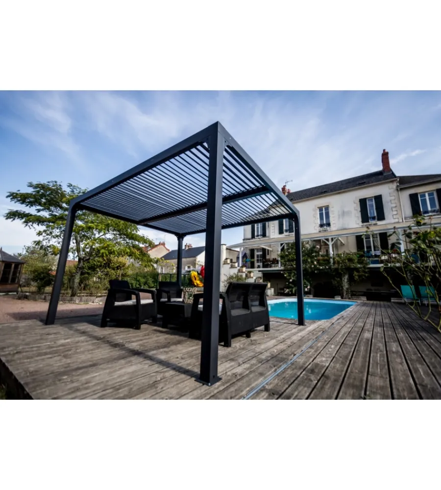 Coperture Per Esterno E Accessori-Habrita Gazebo pergola bioclimatica autoportante da esterno in alluminio 3,6x3 m