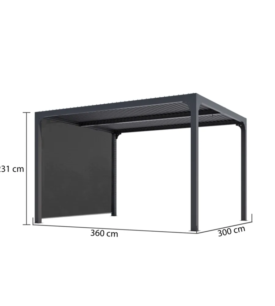 Coperture Per Esterno E Accessori-Habrita Gazebo pergola bioclimatica autoportante da esterno in alluminio 3,6x3 m