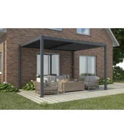 Coperture Per Esterno E Accessori|Gazebo pergola bioclimatica da esterno elica garden antracite in alluminio - 3x4 m