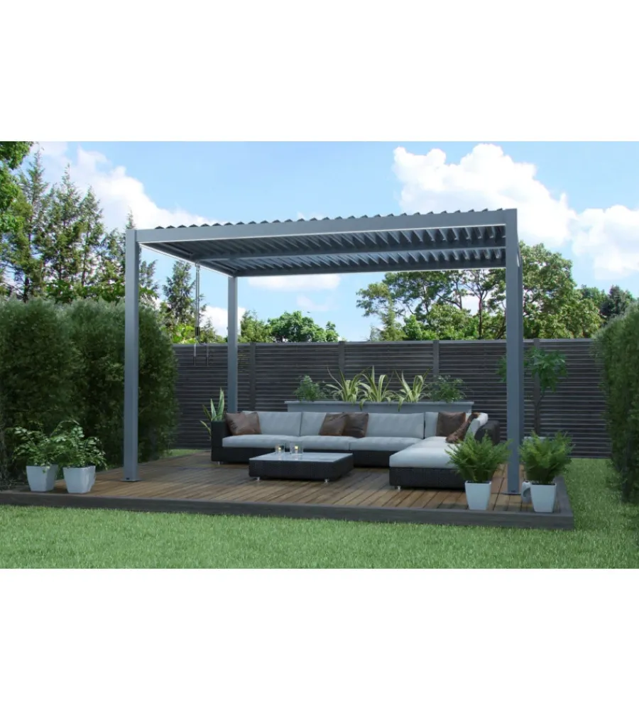 Coperture Per Esterno E Accessori|Gazebo pergola bioclimatica da esterno elica garden antracite in alluminio - 3x4 m
