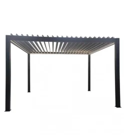Coperture Per Esterno E Accessori- Gazebo pergola bioclimatica da esterno elica garden antracite in alluminio, con led e copertura motorizzata - 3x4x2,5 m