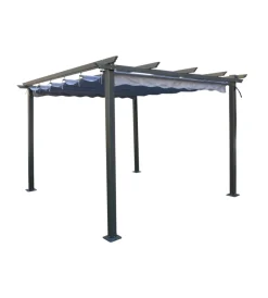 New Gazebo pergola da esterno "daiana" in acciaio grigio 3x3 m Coperture Per Esterno E Accessori