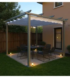 New Gazebo pergola da esterno "daiana" in acciaio grigio 3x3 m Coperture Per Esterno E Accessori
